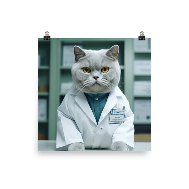 British Shorthair Pharmacist Photo paper poster - PosterfyAI.com