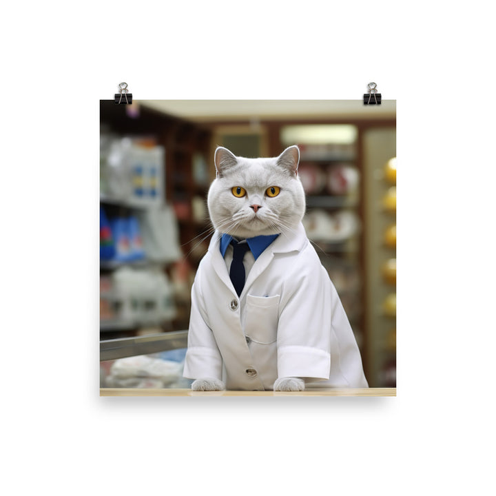 British Shorthair Pharmacist Photo paper poster - PosterfyAI.com