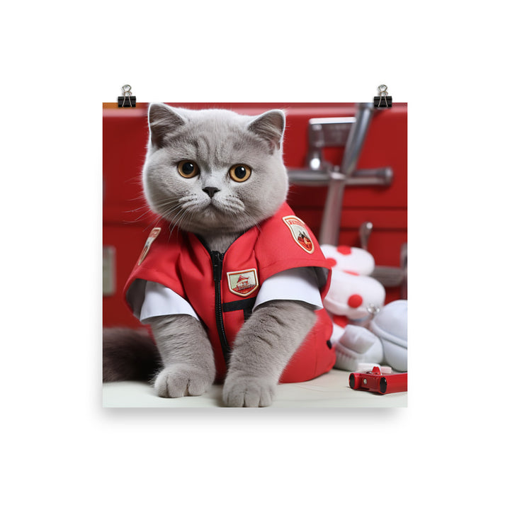 British Shorthair Paramedic Photo paper poster - PosterfyAI.com