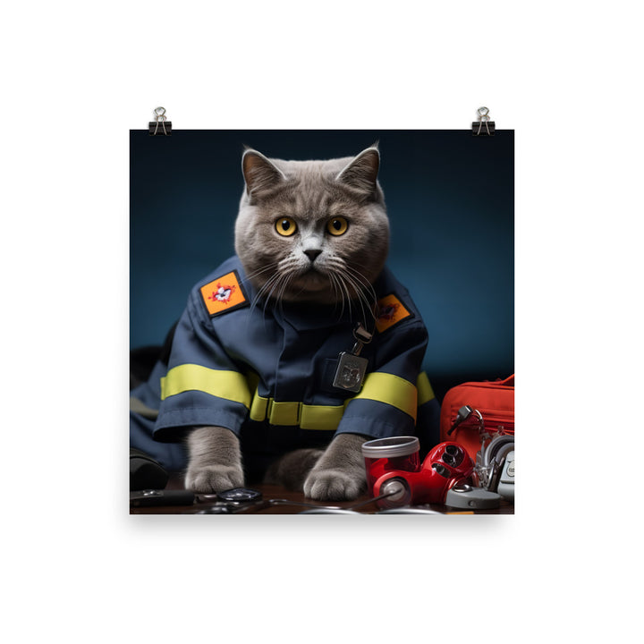 British Shorthair Paramedic Photo paper poster - PosterfyAI.com