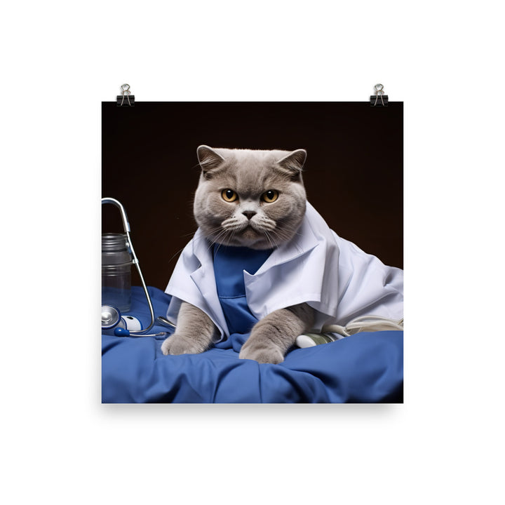 British Shorthair Nurse Photo paper poster - PosterfyAI.com