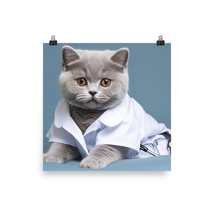 British Shorthair Nurse Photo paper poster - PosterfyAI.com