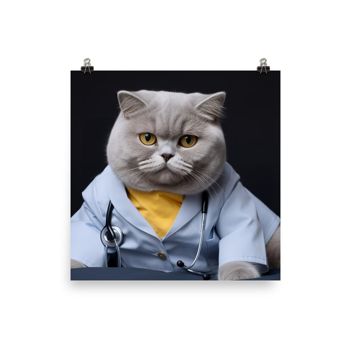 British Shorthair Nurse Photo paper poster - PosterfyAI.com