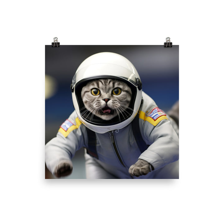 British Shorthair Motorsport Athlete Photo paper poster - PosterfyAI.com