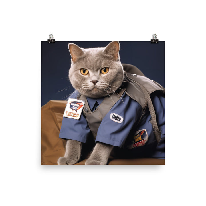 British Shorthair Mail Carrier Photo paper poster - PosterfyAI.com