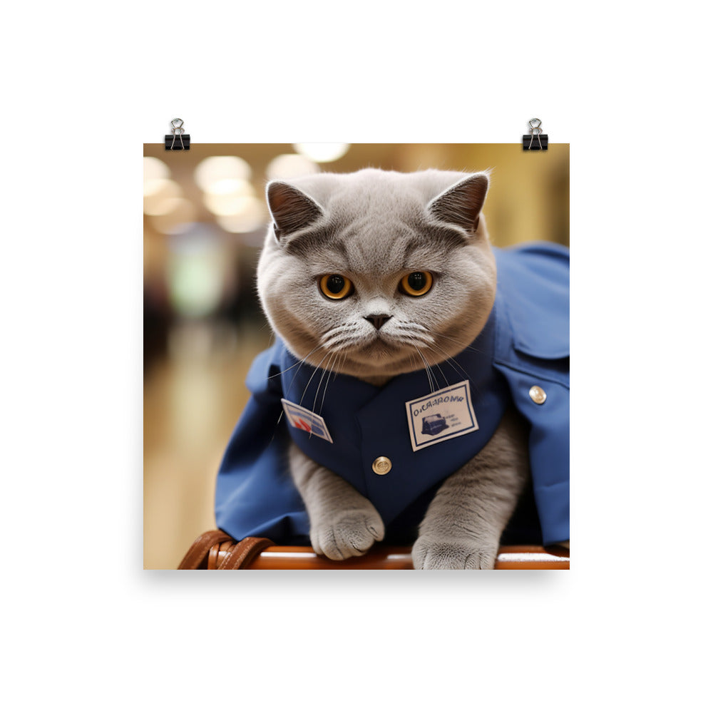 British Shorthair Mail Carrier Photo paper poster - PosterfyAI.com