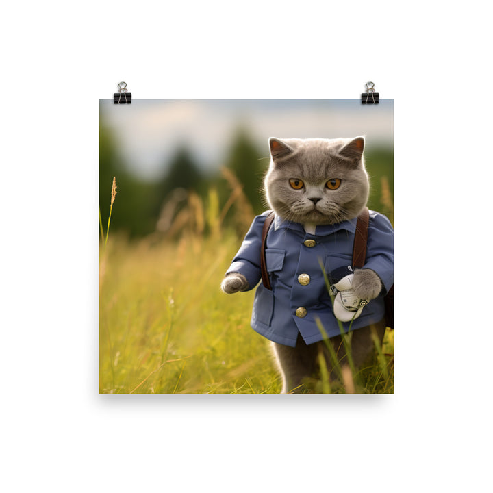 British Shorthair Mail Carrier Photo paper poster - PosterfyAI.com