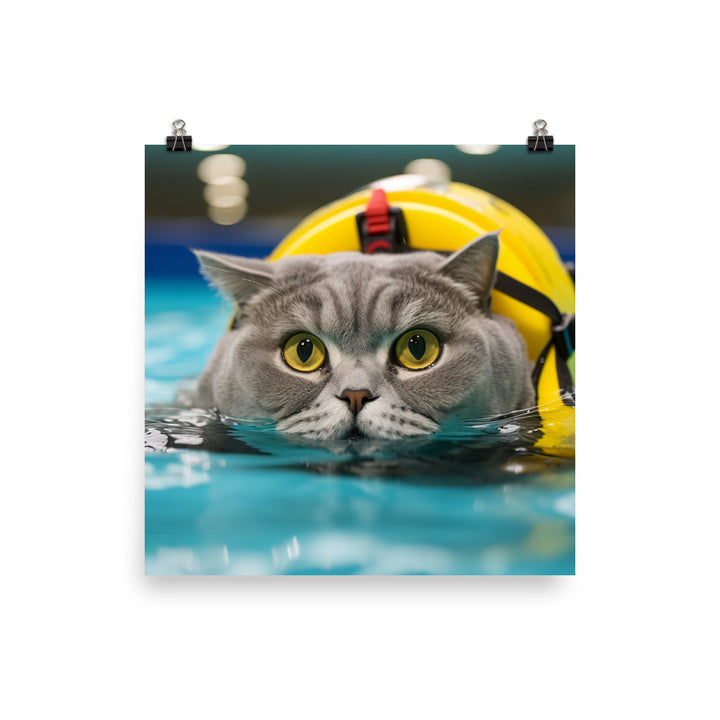 British Shorthair Lifeguard Photo paper poster - PosterfyAI.com