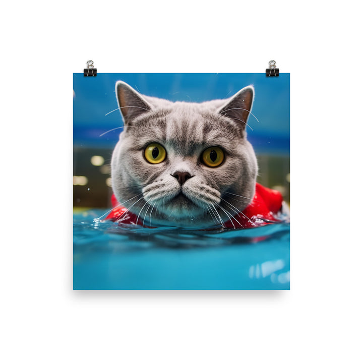 British Shorthair Lifeguard Photo paper poster - PosterfyAI.com