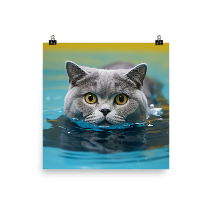 British Shorthair Lifeguard Photo paper poster - PosterfyAI.com