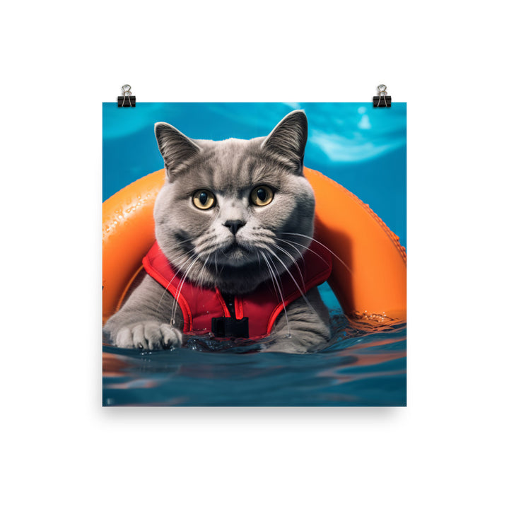 British Shorthair Lifeguard Photo paper poster - PosterfyAI.com