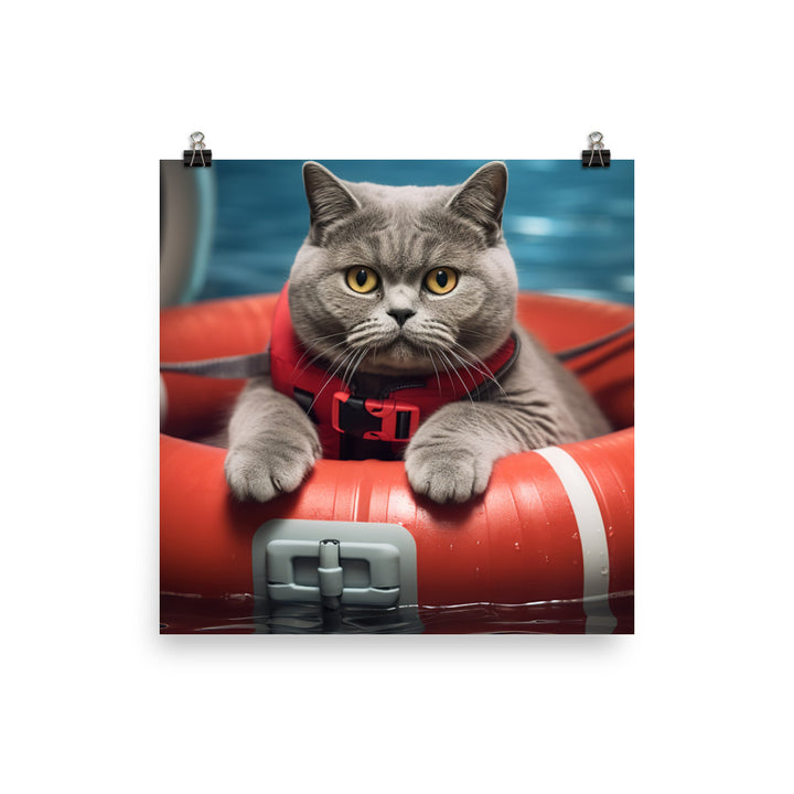 British Shorthair Lifeguard Photo paper poster - PosterfyAI.com