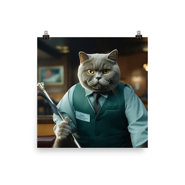 British Shorthair Janitor Photo paper poster - PosterfyAI.com