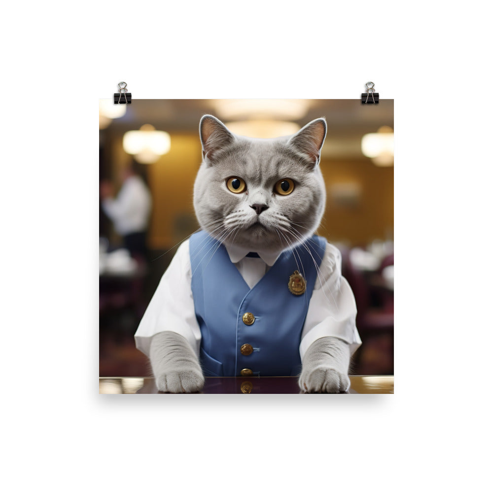 British Shorthair Hotel Staff Photo paper poster - PosterfyAI.com