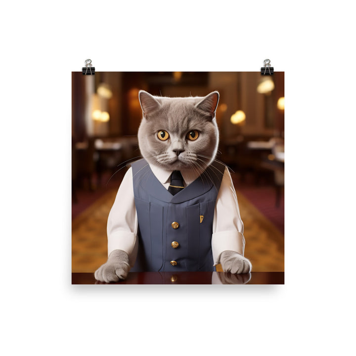 British Shorthair Hotel Staff Photo paper poster - PosterfyAI.com