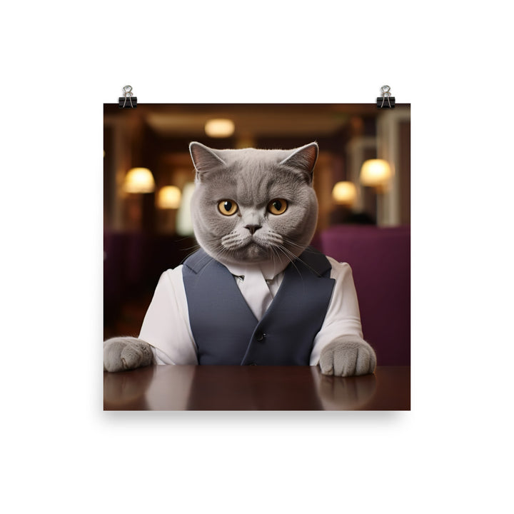 British Shorthair Hotel Staff Photo paper poster - PosterfyAI.com