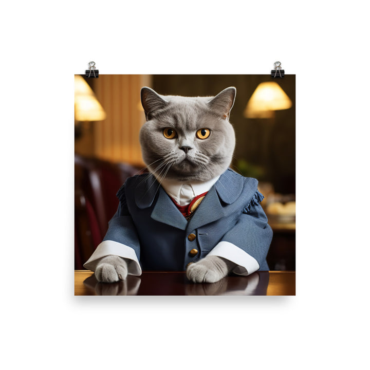 British Shorthair Hotel Staff Photo paper poster - PosterfyAI.com