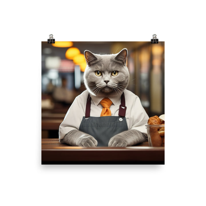 British Shorthair Fast Food Crew Photo paper poster - PosterfyAI.com