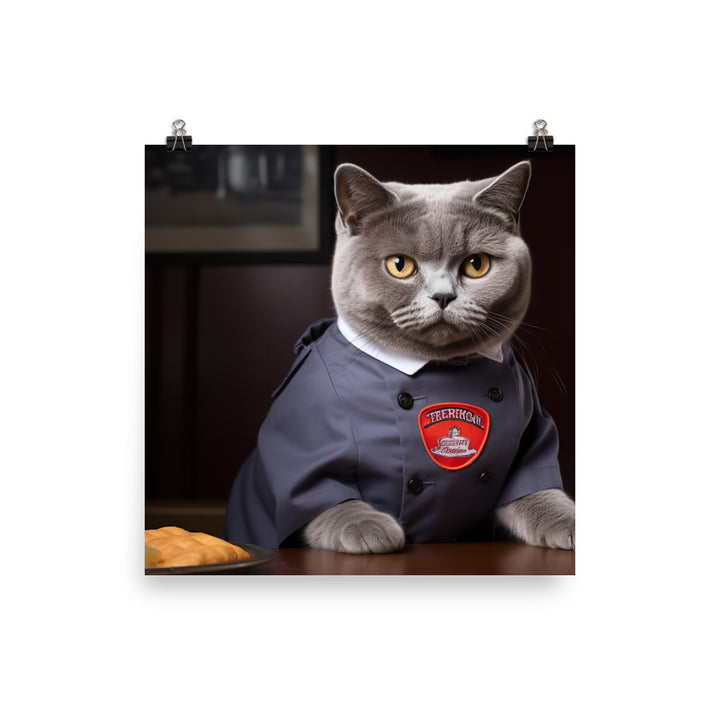 British Shorthair Fast Food Crew Photo paper poster - PosterfyAI.com