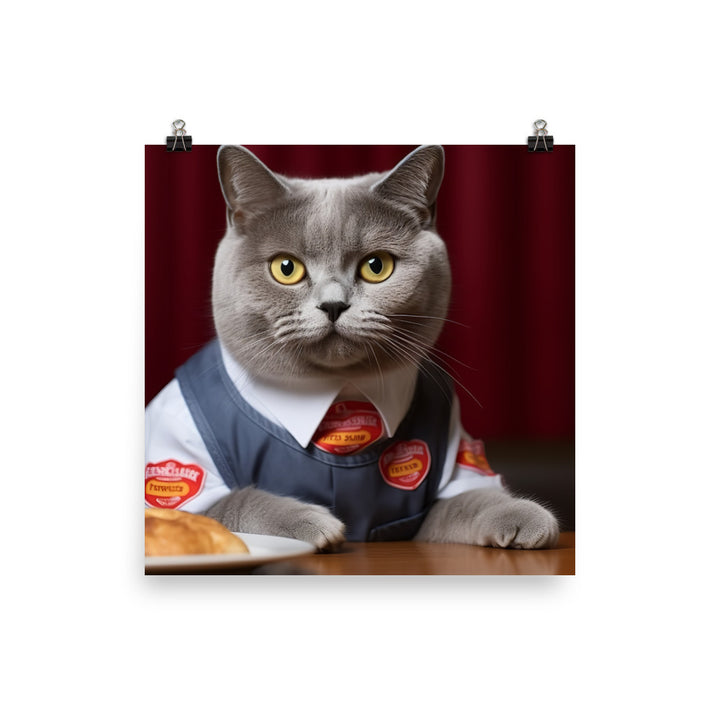 British Shorthair Fast Food Crew Photo paper poster - PosterfyAI.com