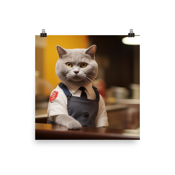 British Shorthair Fast Food Crew Photo paper poster - PosterfyAI.com