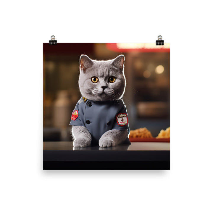 British Shorthair Fast Food Crew Photo paper poster - PosterfyAI.com