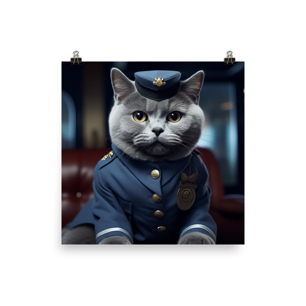 British Shorthair Cabin Crew Photo paper poster - PosterfyAI.com