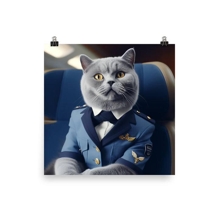 British Shorthair Cabin Crew Photo paper poster - PosterfyAI.com