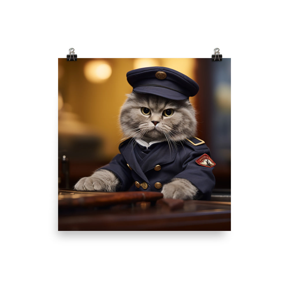 Scottish Fold Transit Operator Photo paper poster - PosterfyAI.com