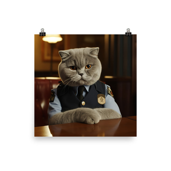 Scottish Fold Security Officer Photo paper poster - PosterfyAI.com