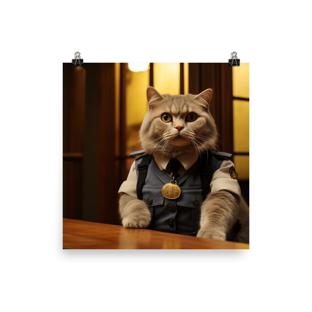 Scottish Fold Security Officer Photo paper poster - PosterfyAI.com