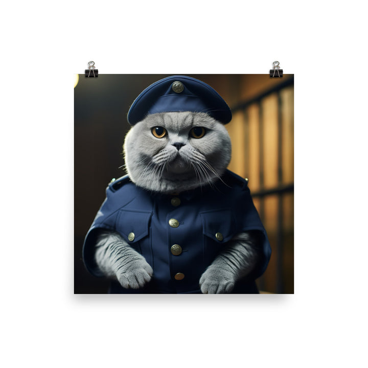 Scottish Fold Prison Officer Photo paper poster - PosterfyAI.com