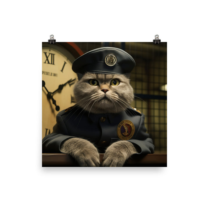 Scottish Fold Prison Officer Photo paper poster - PosterfyAI.com