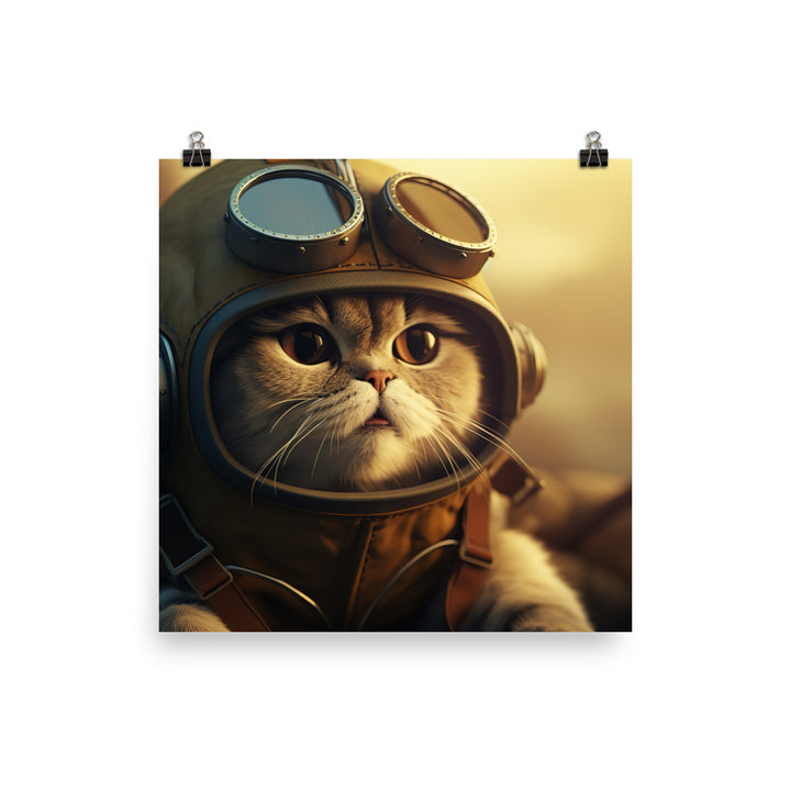 Scottish Fold Pilot Photo paper poster - PosterfyAI.com