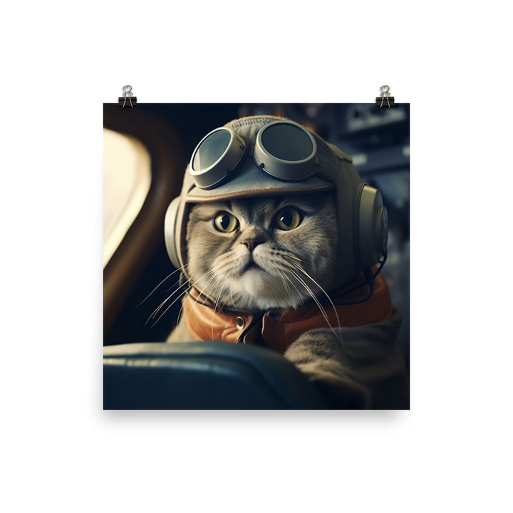 Scottish Fold Pilot Photo paper poster - PosterfyAI.com