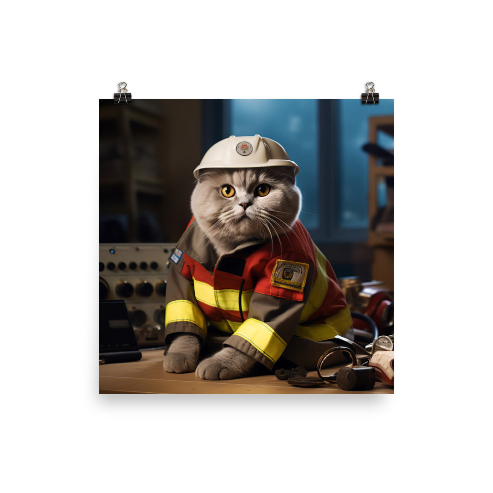 Scottish Fold Paramedic Photo paper poster - PosterfyAI.com