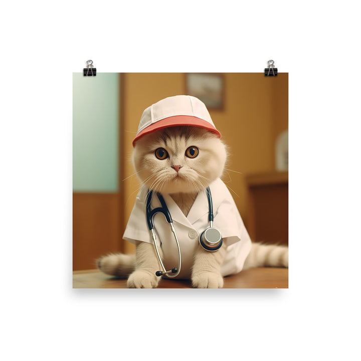 Scottish Fold Nurse Photo paper poster - PosterfyAI.com