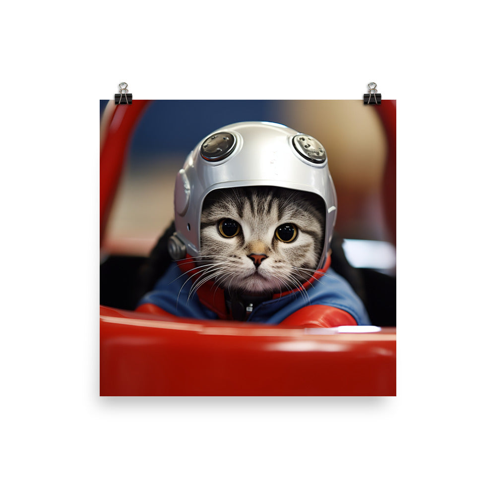 Scottish Fold Motorsport Athlete Photo paper poster - PosterfyAI.com