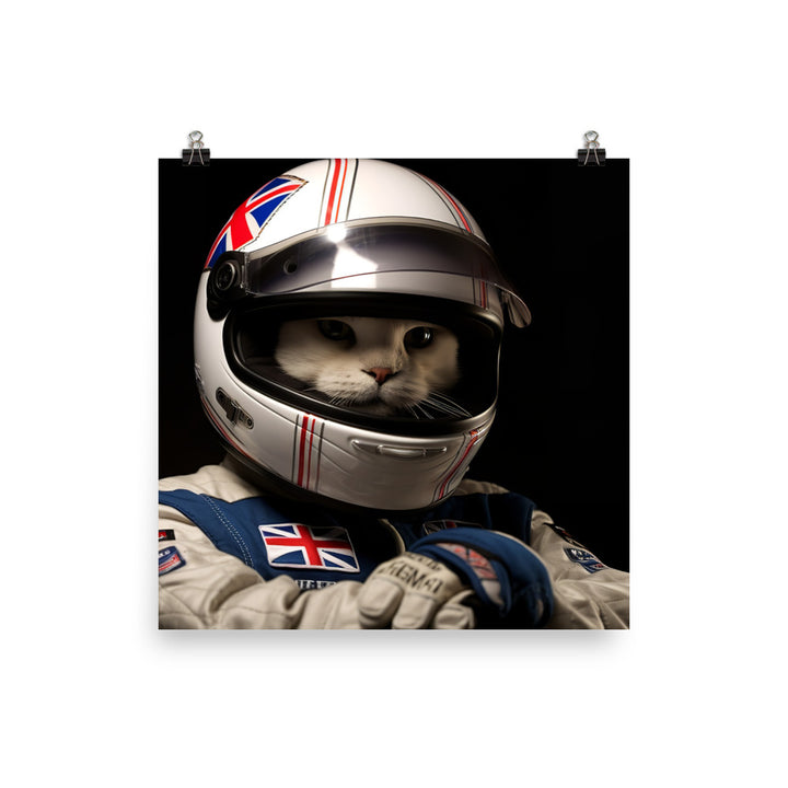 Scottish Fold Motorsport Athlete Photo paper poster - PosterfyAI.com