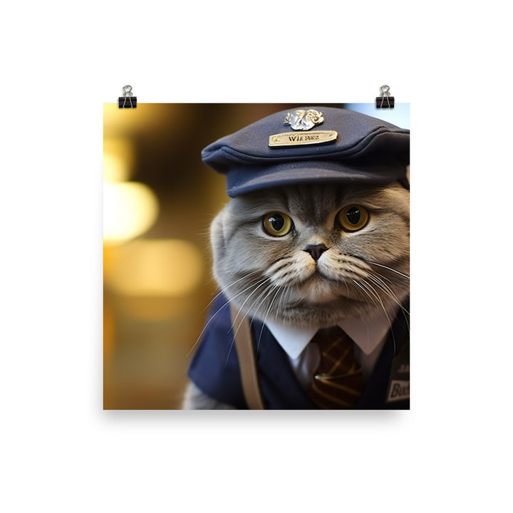 Scottish Fold Mail Carrier Photo paper poster - PosterfyAI.com