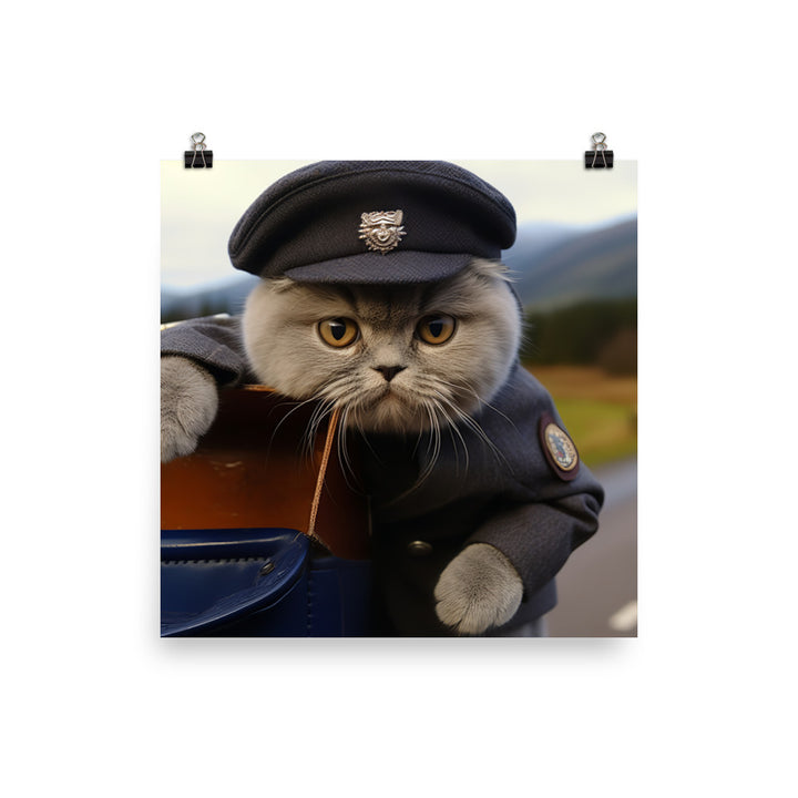 Scottish Fold Mail Carrier Photo paper poster - PosterfyAI.com