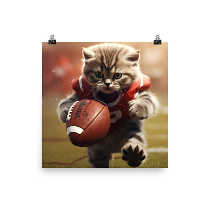 Scottish Fold Football Player Photo paper poster - PosterfyAI.com