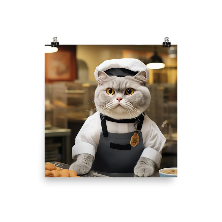 Scottish Fold Fast Food Crew Photo paper poster - PosterfyAI.com