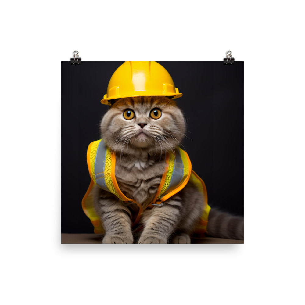 Scottish Fold Contractor Photo paper poster - PosterfyAI.com