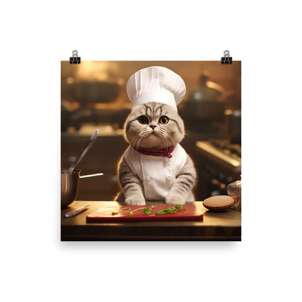 Scottish Fold Chef Photo paper poster - PosterfyAI.com