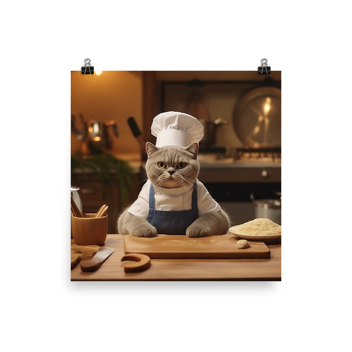 Scottish Fold Chef Photo paper poster - PosterfyAI.com