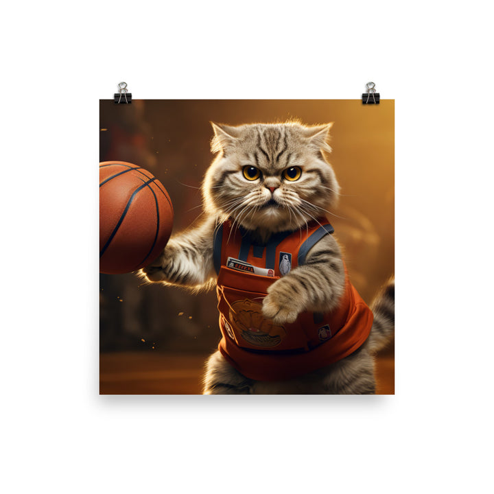 Scottish Fold Basketball Player Photo paper poster - PosterfyAI.com