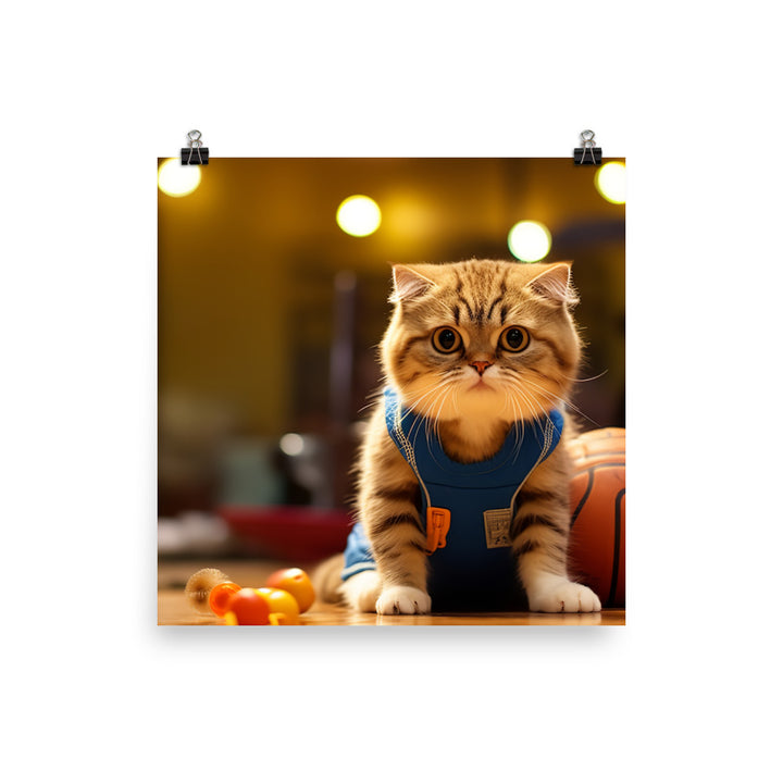 Scottish Fold Basketball Player Photo paper poster - PosterfyAI.com