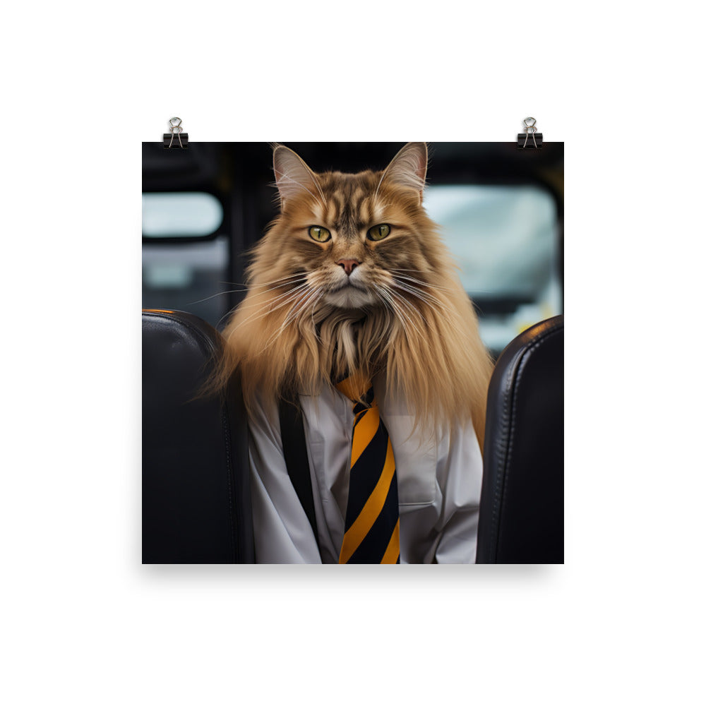 Maine Coon Transit Operator Photo paper poster - PosterfyAI.com