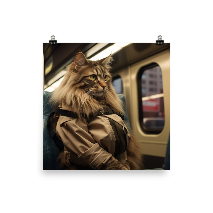 Maine Coon Transit Operator Photo paper poster - PosterfyAI.com